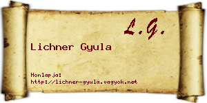 Lichner Gyula névjegykártya